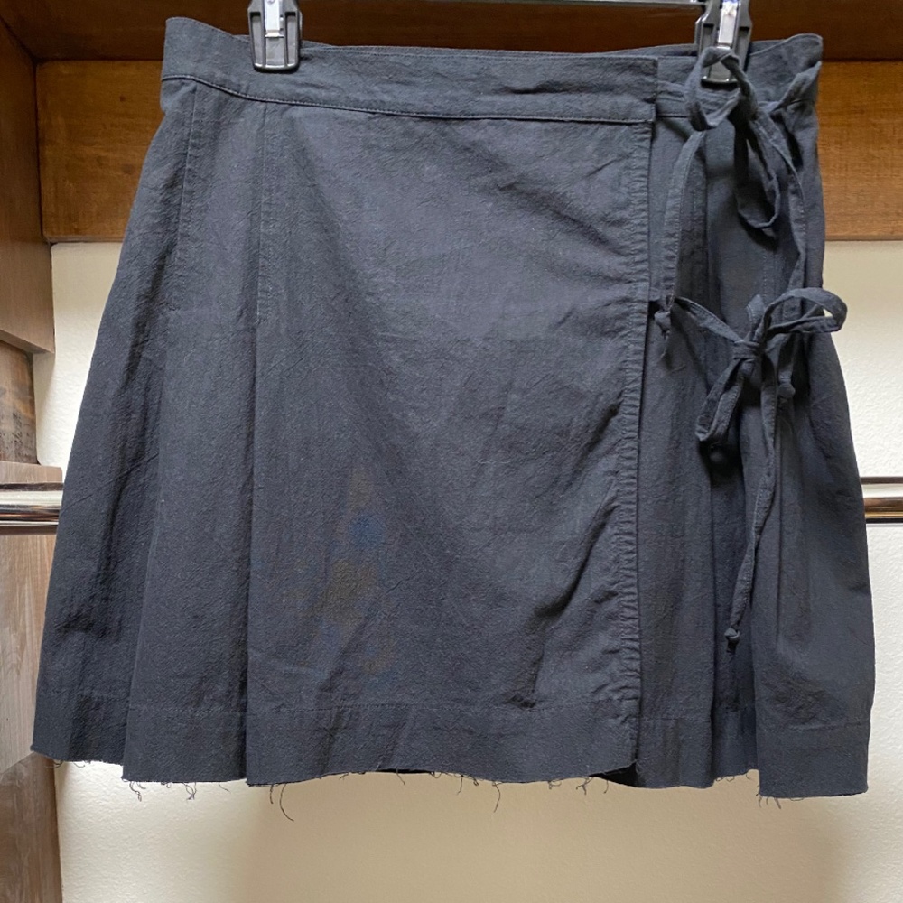 Women's Free People Black Mini Skirt Wrap Skirt with Bows Size XL